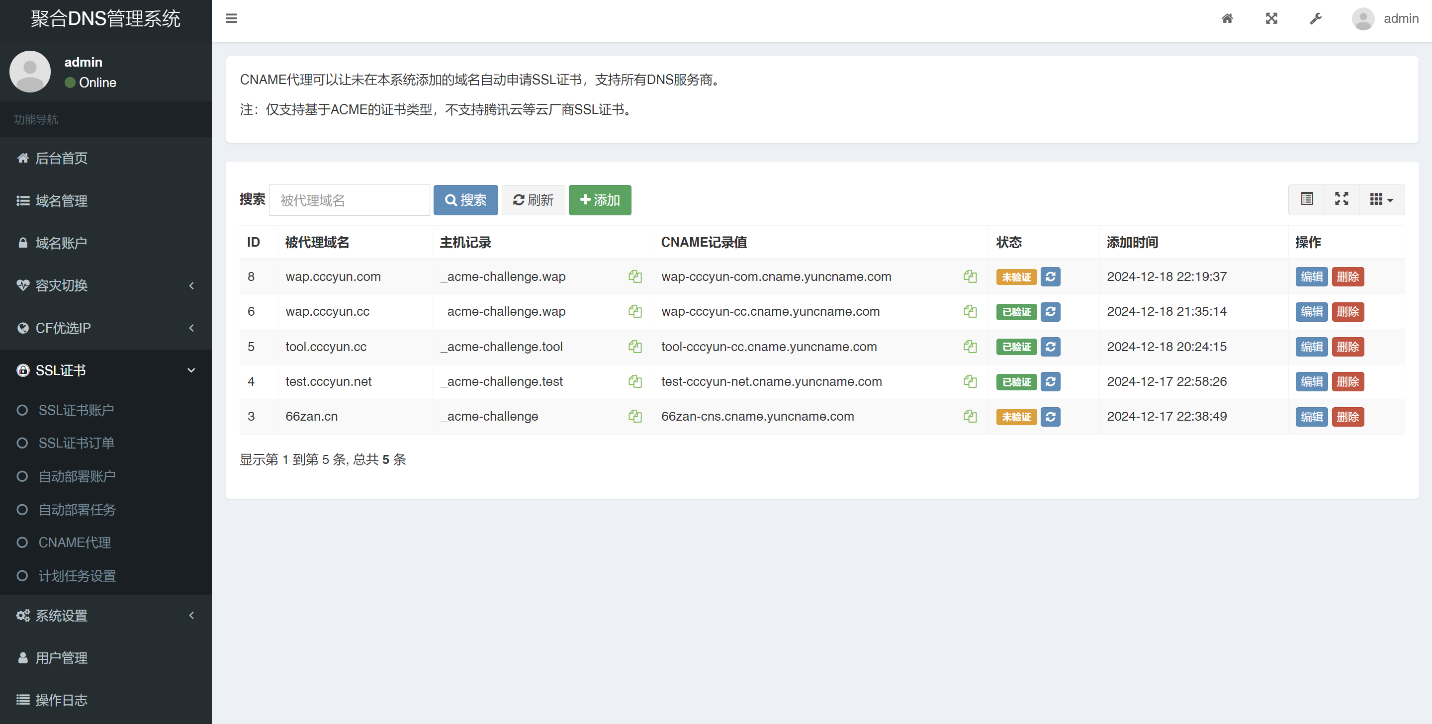 聚合 DNS 已更新 SSL 证书自动申请与部署功能